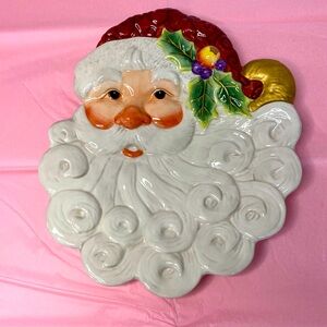 Vtg Fitz and Floyd Essentials Christmas Santa Canapé Plate Cookie Tray Platter